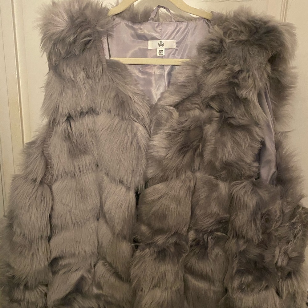 Missguided gray faux fur vest jacket